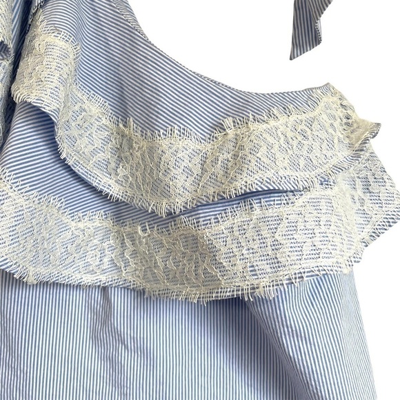 NEW Veronica Beard Isla Ruffle One Shoulder Stripe Blouse - Picture 10 of 16